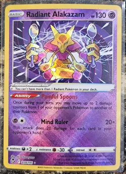 Pokemon 2022 Silver Tempest Radiant Alakazam 59 NM or better - Image 1