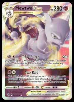 Pokemon Cards Mewtwo VSTAR 031/078 Pokemon GO Holo VSTAR Rare DMG *IMPRESSION* - Image 1