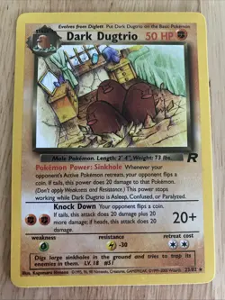 Pokemon Card TCG Dark Dugtrio 23/82 Team Rocket Unlimited Edition Non Holo Rare - Image 1