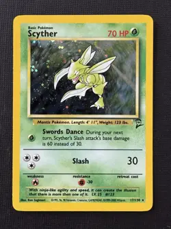Pokemon Scyther 17/130 Base Set 2 Basic Holo Rare 70HP Mantis TCG Card - Image 1
