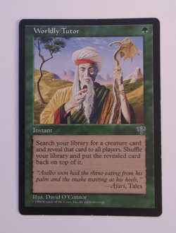 1997 Magic MTG Mirage Worldly Tutor #255 Uncommon NM - Vintage Green Tutor - Image 1