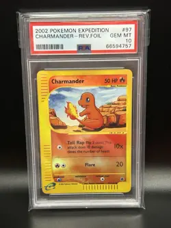 CHARMANDER Pokemon Card - Expedition Base Set - 97/165 - Reverse HOLO - PSA 10 - Image 1