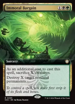Immoral Bargain x1 Extended Art Secrets of Strixhaven SOC NM MTG - Image 1