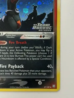 Pokemon TCG Dark Houndoom 037/109 Team Rocket Returns Reverse Holo Stamp - Image 4