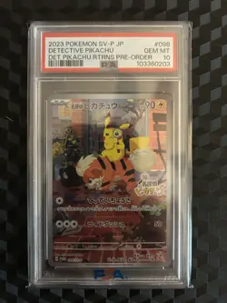 2023 POKEMON JAPANESE SV-P PROMO #098 DETECTIVE PIKACHU PSA 10 - Image 1
