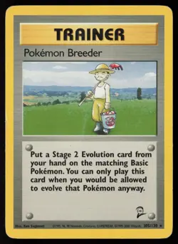 Pokemon Breeder 105/130 Rare Base Set 2 Pokemon Heavily Played - Image 1