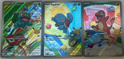 Bulbasaur Charmander Squirtle Gen 1 First Partner Full Art Set Pokemon TCG - Image 1