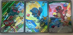 Bulbasaur Charmander Squirtle Gen 1 First Partner Full Art Set Pokemon TCG - Image 2