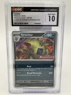 Pokemon CGC 10 Tyranitar Paldea Evolved From Lucario & Tyranitar Ex Premium Col. - Image 1