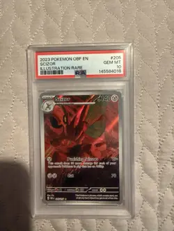 Pokemon SV03 Obsidian Flames Scizor Illustration Rare Holo 205/197 PSA 10 2023 - Image 1