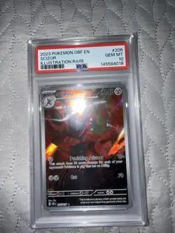 Pokemon SV03 Obsidian Flames Scizor Illustration Rare Holo 205/197 PSA 10 2023 - Image 3
