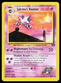SABRINA'S HAUNTER 55/132 VINTAGE UNCOMMON GYM CHALLENGE POKEMON HP - Image 1