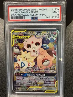 Pokemon 2019 SM Togepi Cleffa Igglybuff GX Tag Team Rare #143a PSA 9 - Image 1