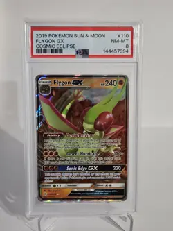Pokemon TCG Flygon GX 110/236 Cosmic Eclipse Ultra Rare S&M 2019 PSA 8 NM MT - Image 1