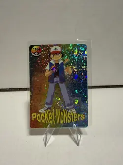 Pokemon ASH KETCHUM & OMANYTE Pocket Monsters Holo Prism Vending Sticker #1164 - Image 1