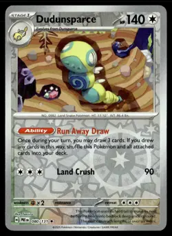 2025 Scarlet & Violet Series - Prismatic Evolutions Dudunsparce Rare #80 - Image 1