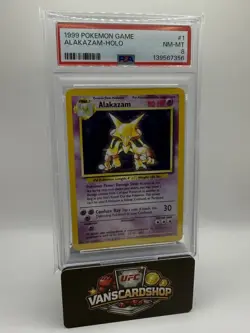 1999 POKEMON BASE SET UNLIMITED #1 ALAKAZAM-HOLO PSA 8 - Image 1