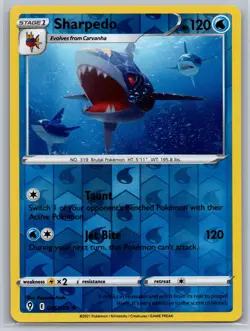 NM Sharpedo 036/203 Reverse Holo Rare Evolving Skies Pokemon 2021 - Image 1