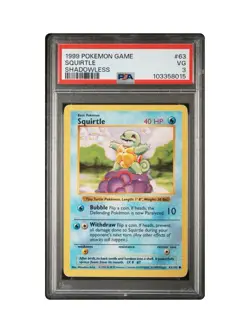 PSA 3 1999 POKEMON SQUIRTLE BASE SET SHADOWLESS 63 - Image 1
