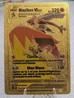 Pokemon Blaziken VMAX 320hp Gold Foil Fan Art Collector Card TCG - Image 1