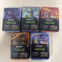 MAGIC TEENAGE MUTANT NINJA TURTLES— LOT OF 5 Tins (15 Packs) FULL ART SET - Image 1