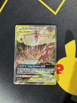 Espeon & Deoxys GX SM240 Black Star Promo Holo Pokemon Card Tag Team - Image 1