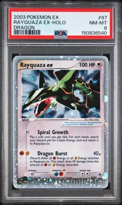 2003 POKEMON EX DRAGON #97 RAYQUAZA EX-HOLO PSA 8 - Image 1