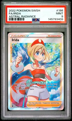 2022 POKEMON SWORD & SHIELD ASTRAL RADIANCE #186 FULL ART/IRIDA PSA 9 - Image 1