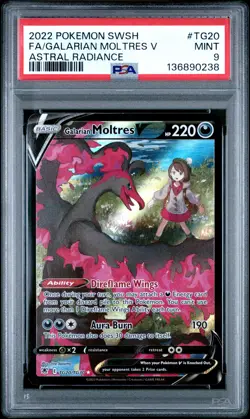 2022 POKEMON SWORD & SHIELD ASTRAL RADIANCE FULL ART/GALARIAN MOLTRES V PSA 9 - Image 1