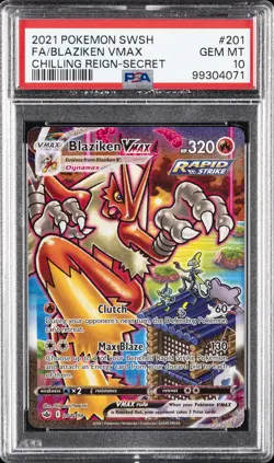 2021 POKEMON SWORD & SHIELD CHILLING REIGN SECRET FULL ART/BLAZIKEN VMAX PSA 10 - Image 1
