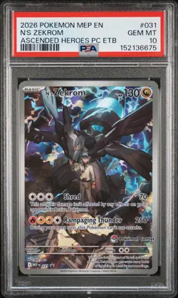 2026 POKEMON ASCENDED HEROES POKEMON CENTER ETB PROMO N'S ZEKROM PSA 10 - Image 1