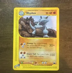 Pokemon Rhydon Skyridge 29/144 Rare Stage 1 90 HP 2003 English Card - Image 1