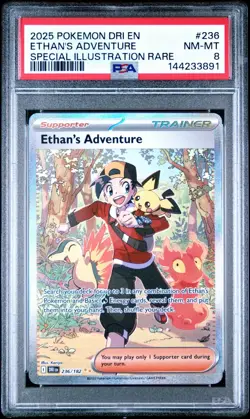 2025 Pokemon DRI En Ethan's Adventure Special Illustration Rare #236 PSA 8 - Image 1
