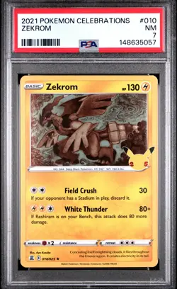 2021 POKEMON CELEBRATIONS #010 ZEKROM PSA 7 - Image 1