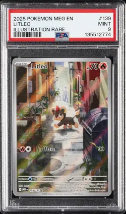 2025 POKEMON MEG EN-MEGA EVOLUTION ILLUSTRATION RARE #139 LITLEO PSA 9 - Image 1