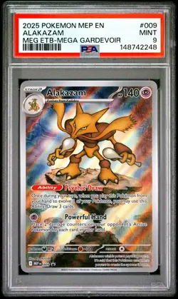 2025 POKEMON MEP EN-ME BLACK STAR PROMO #009 ALAKAZAM PSA 9 - Image 1