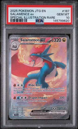 2025 POKEMON JOURNEY TOGETHER SPECIAL ILLUSTRATION RARE #187 SALAMENCE EX PSA 10 - Image 1