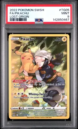 2022 POKEMON SWORD & SHIELD LOST ORIGIN #TG05 FULL ART/PIKACHU PSA 9 - Image 1