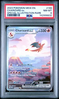 2023 POKEMON MEW EN-151 SPECIAL ILLUSTRATION RARE #199 CHARIZARD EX PSA 8 - Image 1