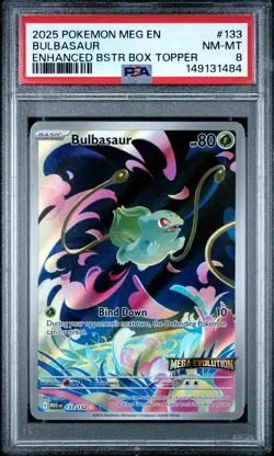 2025 POKEMON MEG EN-MEGA EVOLUTION ENHANCED BOOSTER BOX TOPPER BULBASAUR PSA 8 - Image 1