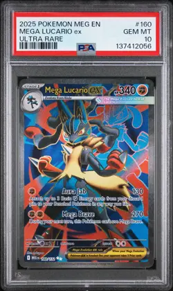 2025 POKEMON MEG EN-MEGA EVOLUTION ULTRA RARE #160 MEGA LUCARIO EX PSA 10 - Image 1