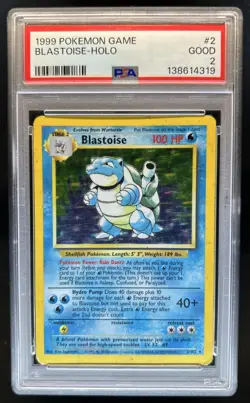 1999 Pokemon Unlimited Base Set Blastoise Holo #2/102 PSA 2 - Image 1