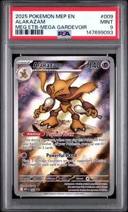 2025 POKEMON MEP EN-ME BLACK STAR PROMO #009 ALAKAZAM PSA 9 - Image 1