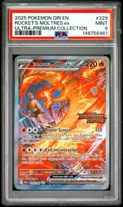 2025 POKEMON DRI EN-DESTINED RIVALS #229 TEAM ROCKET'S MOLTRES EX PSA 9 - Image 1