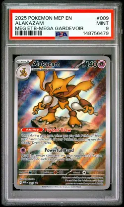 2025 POKEMON MEP EN-ME BLACK STAR PROMO #009 ALAKAZAM PSA 9 - Image 1