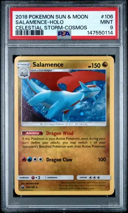 2018 POKEMON SUN & MOON CELESTIAL STORM COSMOS #106 SALAMENCE-HOLO PSA 9 - Image 1