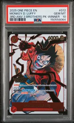 2025 ONE PIECE 3RD ANNIVERSARY TOURNAMENT 3 BROTHERS PACK MONKEY D. LUFFY PSA 10 - Image 1