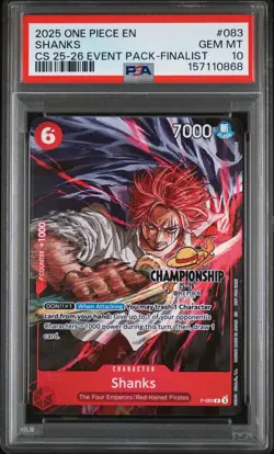 2025 ONE PIECE CHAMPIONSHIP 2025-26 EVENT PACK FINALIST #083 SHANKS PSA 10 - Image 1