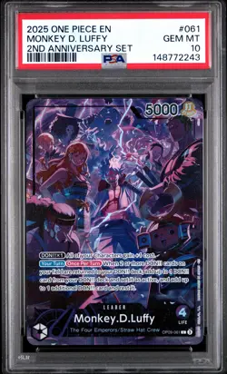2025 ONE PIECE ENGLISH VERSION 2ND ANNIVERSARY SET #061 MONKEY D. LUFFY PSA 10 - Image 1