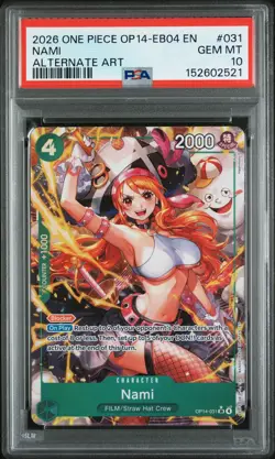 2026 ONE PIECE OP14-EB04-THE AZURE SEA'S SEVEN ALTERNATE ART #031 NAMI PSA 10 - Image 1